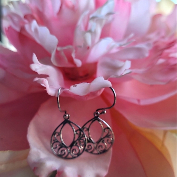 925 Stirling Silver Filigree Earrings - Picture 3 of 7